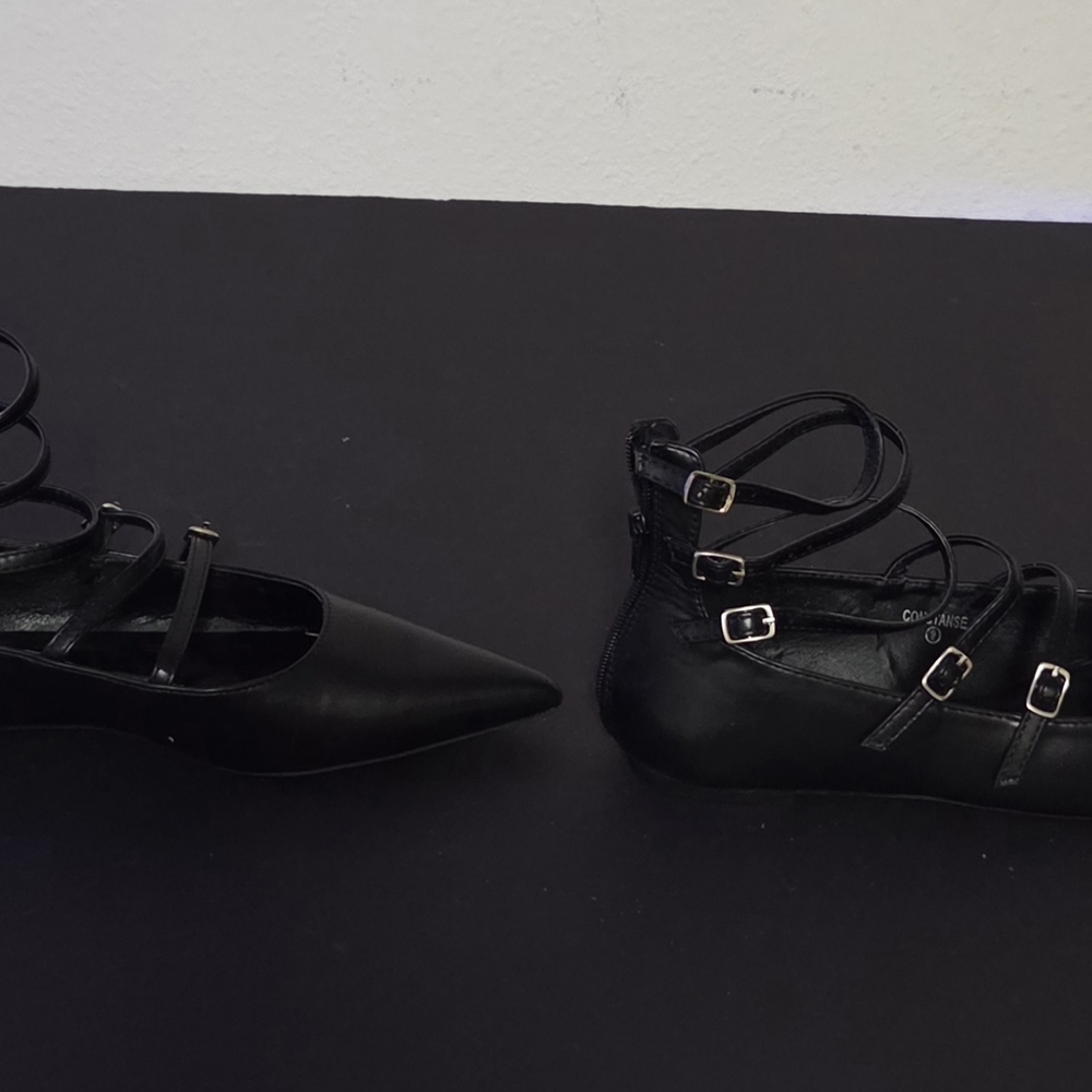 Fashion Nova Black Multi-Strap Loafers
